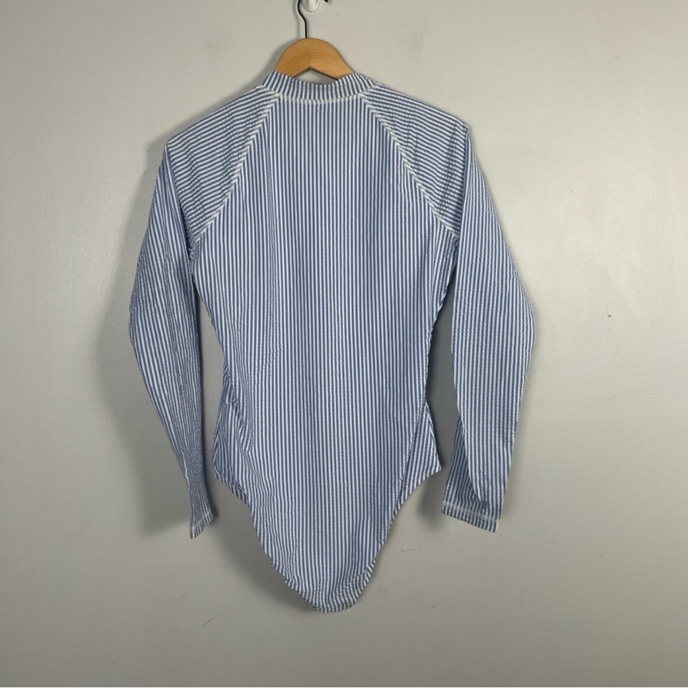 J. Crew blue and white striped rash guard one piece swimsuit size 8 - Picture 6 of 6